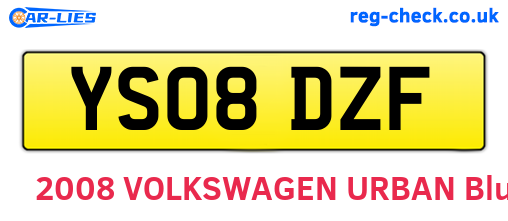 YS08DZF are the vehicle registration plates.