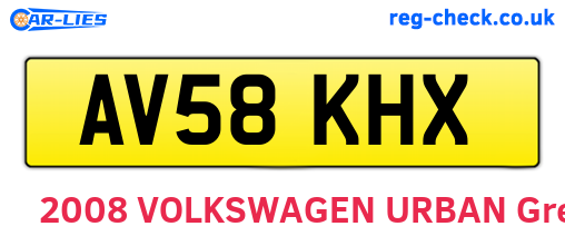 AV58KHX are the vehicle registration plates.