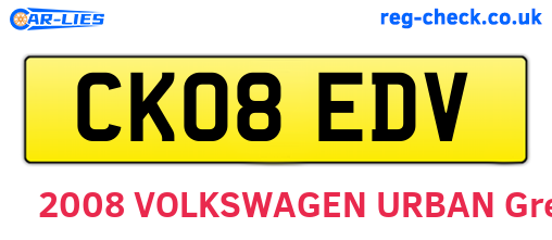 CK08EDV are the vehicle registration plates.