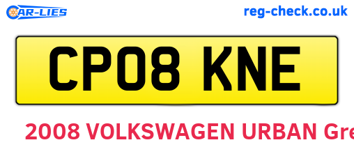 CP08KNE are the vehicle registration plates.