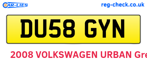 DU58GYN are the vehicle registration plates.