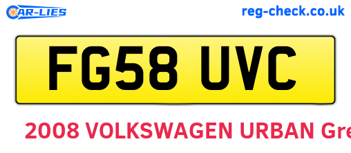 FG58UVC are the vehicle registration plates.