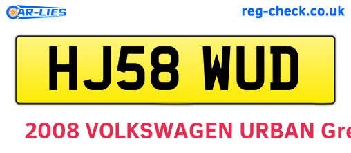 HJ58WUD are the vehicle registration plates.