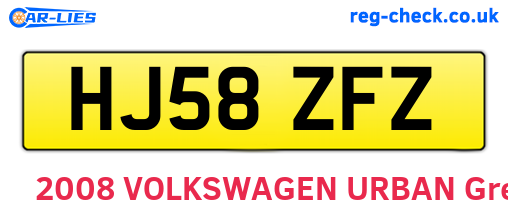 HJ58ZFZ are the vehicle registration plates.