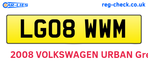 LG08WWM are the vehicle registration plates.