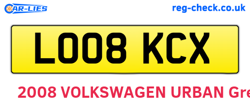 LO08KCX are the vehicle registration plates.