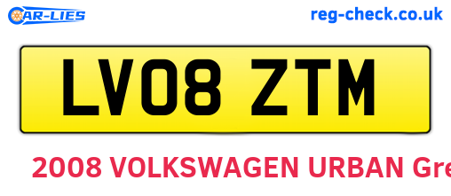 LV08ZTM are the vehicle registration plates.