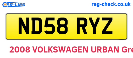 ND58RYZ are the vehicle registration plates.