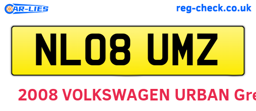 NL08UMZ are the vehicle registration plates.