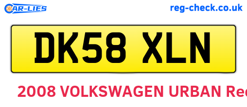 DK58XLN are the vehicle registration plates.
