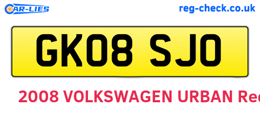GK08SJO are the vehicle registration plates.