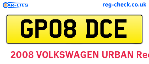 GP08DCE are the vehicle registration plates.