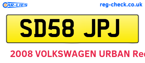 SD58JPJ are the vehicle registration plates.