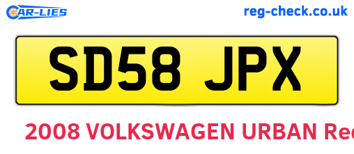 SD58JPX are the vehicle registration plates.