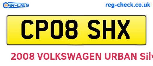 CP08SHX are the vehicle registration plates.