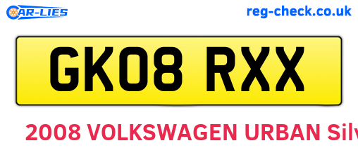 GK08RXX are the vehicle registration plates.