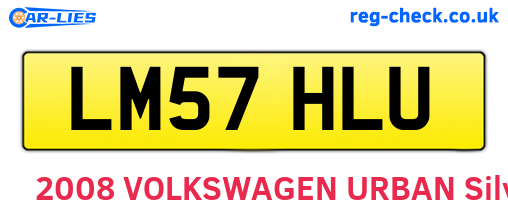 LM57HLU are the vehicle registration plates.