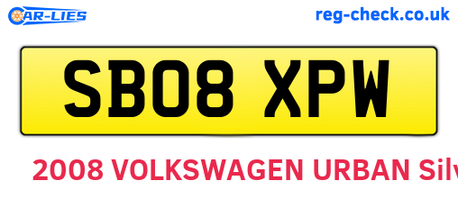 SB08XPW are the vehicle registration plates.