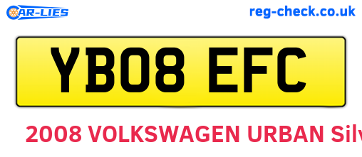 YB08EFC are the vehicle registration plates.