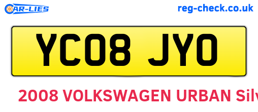 YC08JYO are the vehicle registration plates.