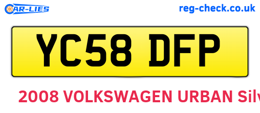 YC58DFP are the vehicle registration plates.