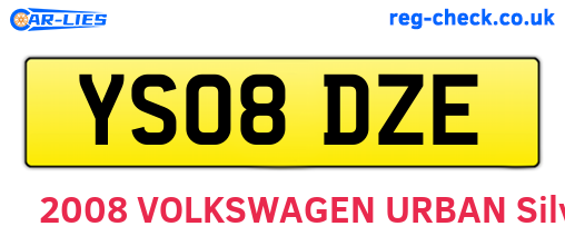 YS08DZE are the vehicle registration plates.