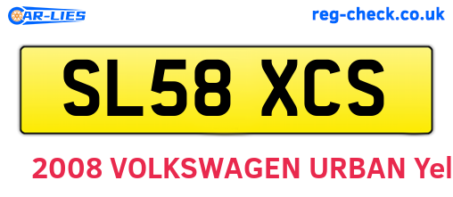 SL58XCS are the vehicle registration plates.