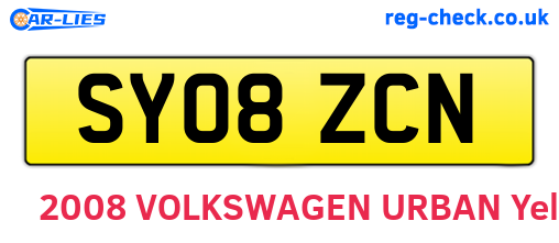 SY08ZCN are the vehicle registration plates.