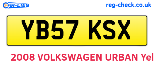 YB57KSX are the vehicle registration plates.
