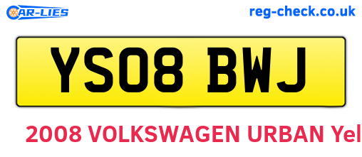 YS08BWJ are the vehicle registration plates.