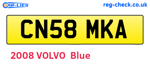 CN58MKA are the vehicle registration plates.