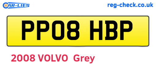 PP08HBP are the vehicle registration plates.