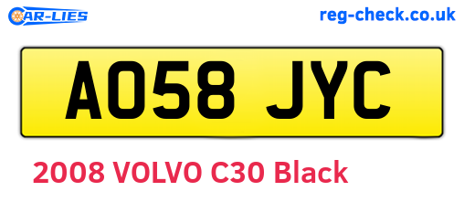 AO58JYC are the vehicle registration plates.