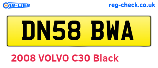 DN58BWA are the vehicle registration plates.