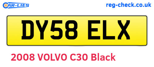 DY58ELX are the vehicle registration plates.
