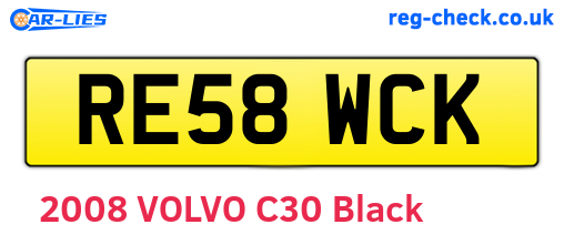 RE58WCK are the vehicle registration plates.