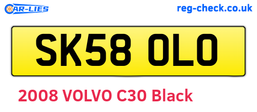 SK58OLO are the vehicle registration plates.