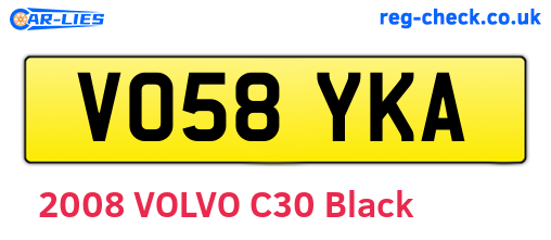 VO58YKA are the vehicle registration plates.