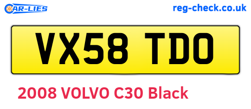 VX58TDO are the vehicle registration plates.