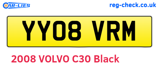 YY08VRM are the vehicle registration plates.