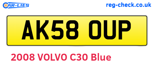 AK58OUP are the vehicle registration plates.