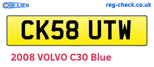 CK58UTW are the vehicle registration plates.