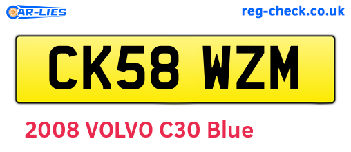 CK58WZM are the vehicle registration plates.