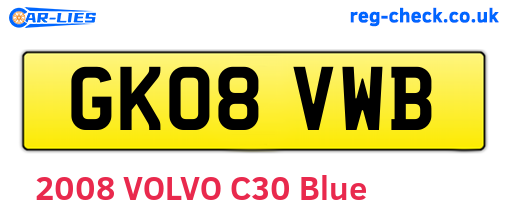 GK08VWB are the vehicle registration plates.