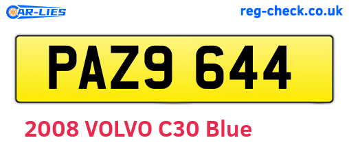 PAZ9644 are the vehicle registration plates.