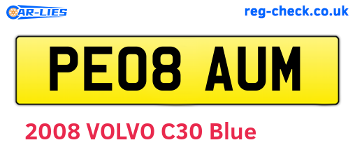 PE08AUM are the vehicle registration plates.