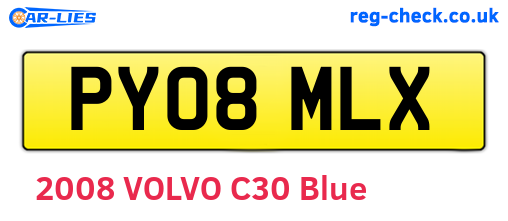 PY08MLX are the vehicle registration plates.