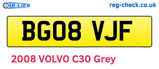 BG08VJF are the vehicle registration plates.