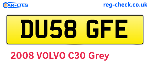 DU58GFE are the vehicle registration plates.