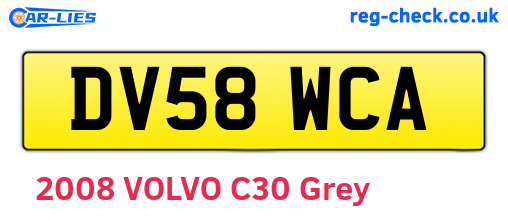 DV58WCA are the vehicle registration plates.